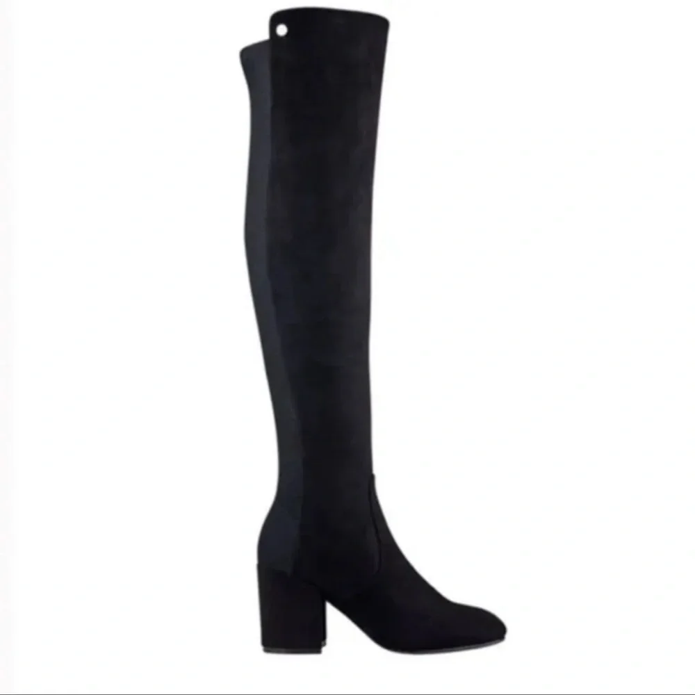Marc Fisher Ramata Boot. Black suede with sparkle back. Over the knee boot